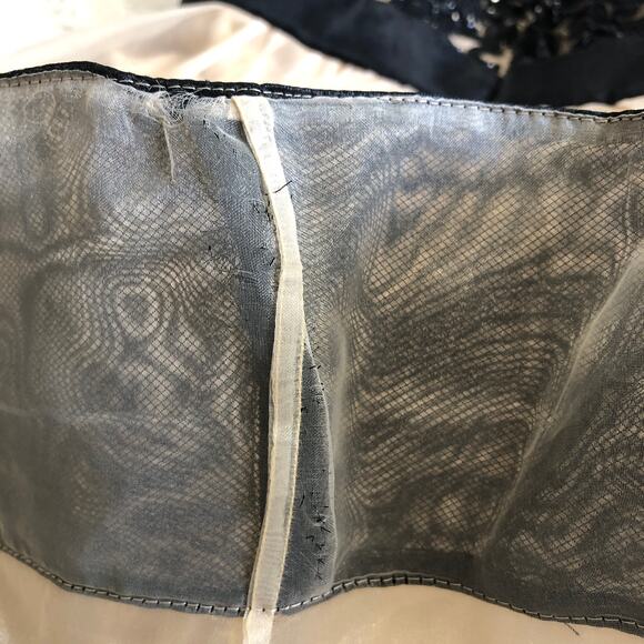 La Femme Strapless Lace Tulle Party Dress Black Nude Cocktail Tg 4 Fit 2 Gothic - Picture 10 of 11